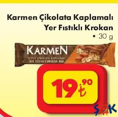 KARMEN ÇİKOLATA KAPLAMALI YER FISTIKLI KROKAN 30 G
